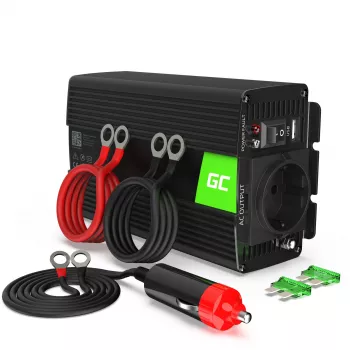 Automenič Green Cell INV16 500 W DC 12 V na AC 230 V, 50 Hz, USB konektor, aktívne chladenie, čierna