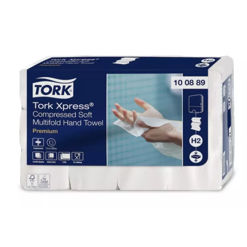 Utierky Tork Xpress Soft Multifold H2, 2 l, 225 listov, 22,2x24 cm, Z, 12 kusov