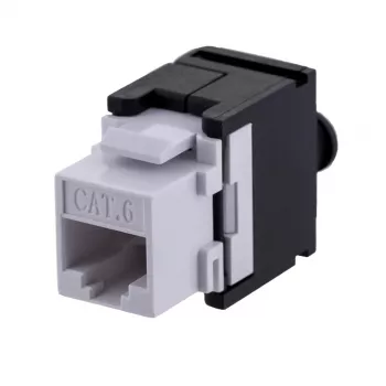 Keystone modul A-LAN MKB-U6-1 — RJ45 U/UTP Cat6, 22/26 AWG, čierne/biele ABS puzdro