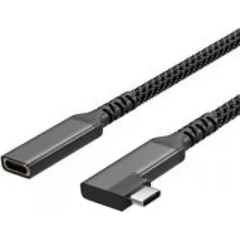 USB-C predlžovací kábel USB-C > USB-C konektor samica 3.2 90° PD textilný 1,5m (FL31-74016)