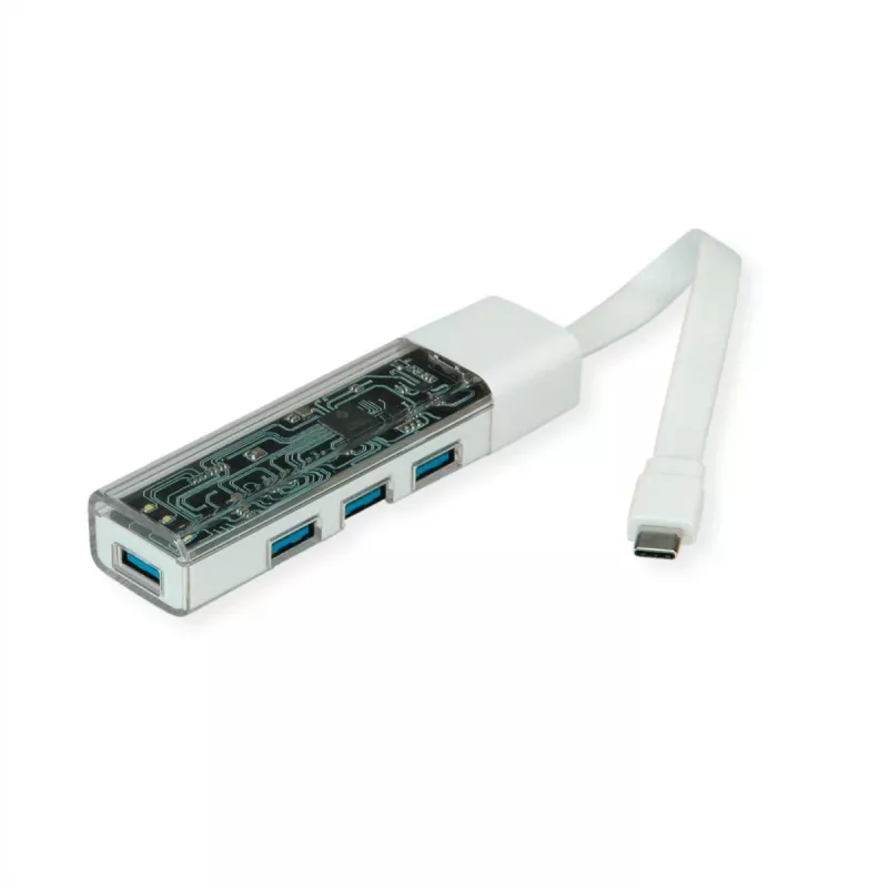 ROLINE mobilný USB 3.2 Gen 1 hub, 4-portový, Type-A+C pripojovací kábel