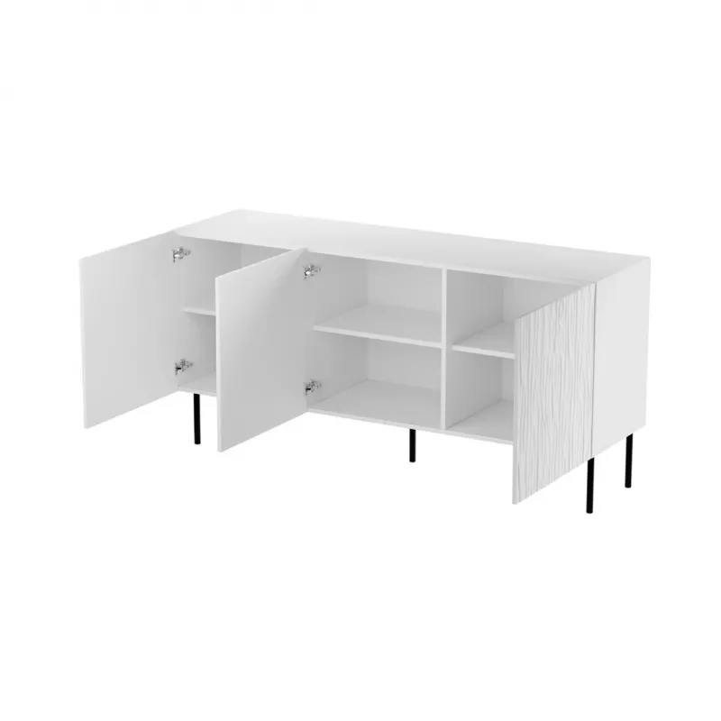 Komoda Cama Meble JUNGLE 152x40.5x74.5 cm biela matná s čiernymi nohami