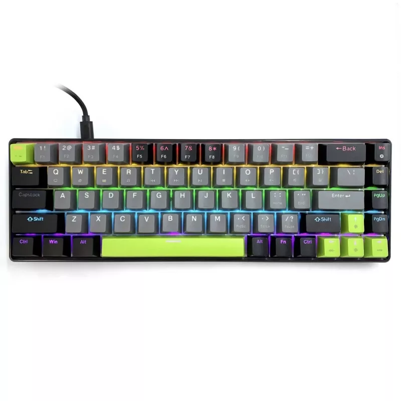 Mechanická klávesnica MEDIA-TECH MT1260 Red Core MX60, 60% formát, spínače CHERRY MX Red, RGB podsvietenie, USB, zelená