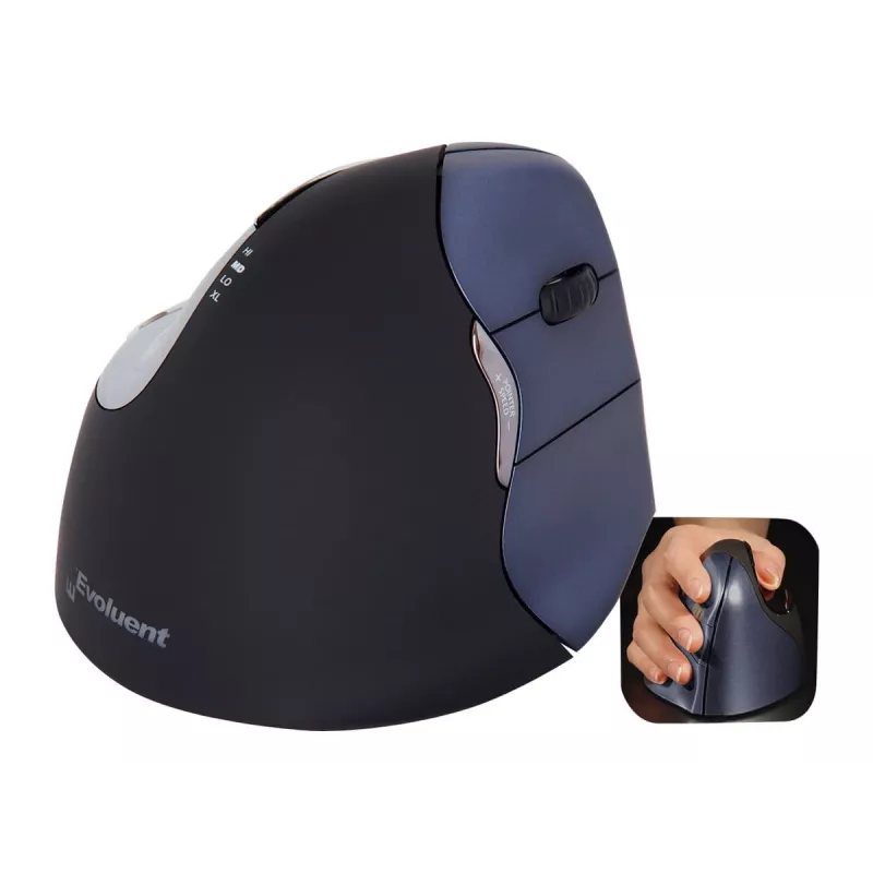 Evoluent VerticalMouse 4 Right - vertikálna myš - pre pravákov - laserová - 6 tlačidiel - bezdrôtová - 2.4 GHz - bezdrôtový prijímač (USB)