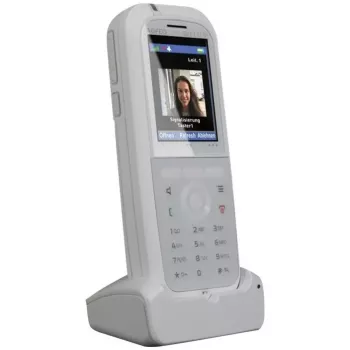DECT telefón agfeo DECT 77 IP — bezdrôtový VoIP handset s funkciou hlasitého odposluchu, identifikáciou volajúceho, displejom (biela)