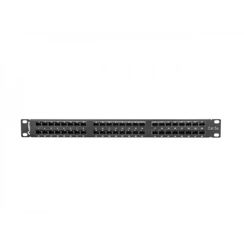 Patch panel LANBERG PPU5-1048-B 1U, 48 portov Cat5e, čierny, 445×102×44,5 mm