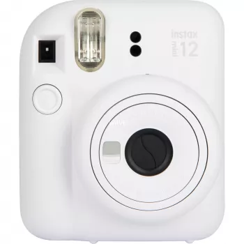 Instantná kamera Fujifilm Instax Mini 12 biela — výtlačky 86×54 mm, ohnisková vzdialenosť 60 mm, AA batéria