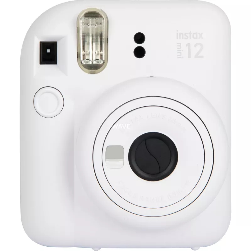 Instantná kamera Fujifilm Instax Mini 12 biela — výtlačky 86×54 mm, ohnisková vzdialenosť 60 mm, AA batéria