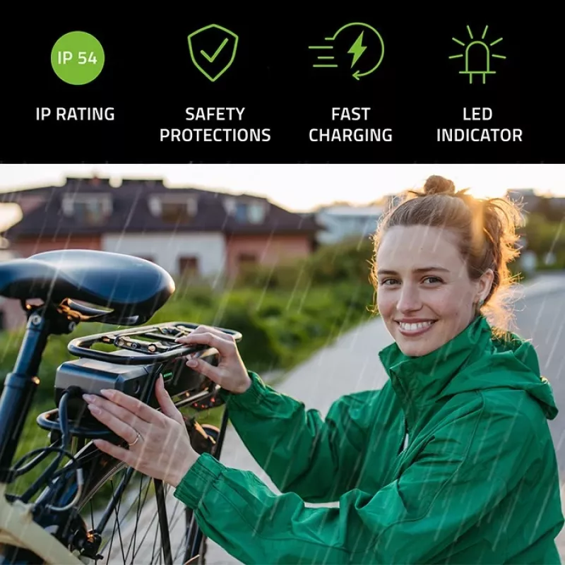 Qoltec rýchlonabíjačka pre 36V elektrické kolobežky a e-bike | 42V | 2A | 5,5*2,5 | vodotesná + napájací kábel