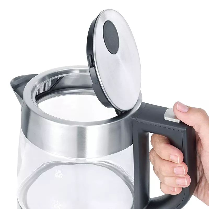 Severin WK 3468 Kanvica na vodu 1 l 2200 W čierna, nehrdzavejúca oceľ, transparentná