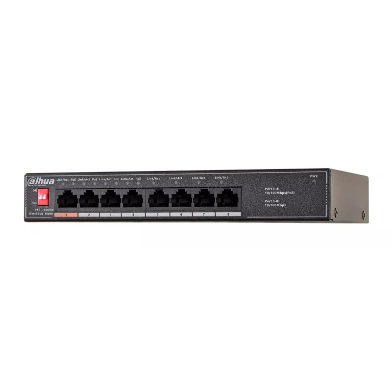 Dahua Technology PoE SF1008LP Unmanaged L2 Fast Ethernet (10/100) Power over Ethernet (PoE) čierna