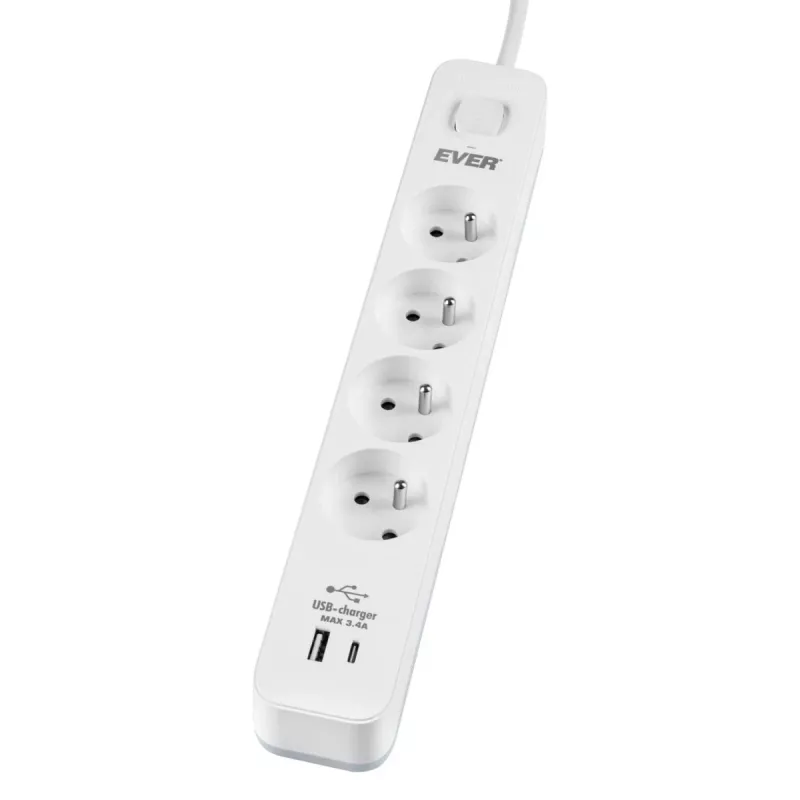 Prepäťová ochranná lišta PROTECT 4PL 1A1C USB T/LZ12-PRO015/1000