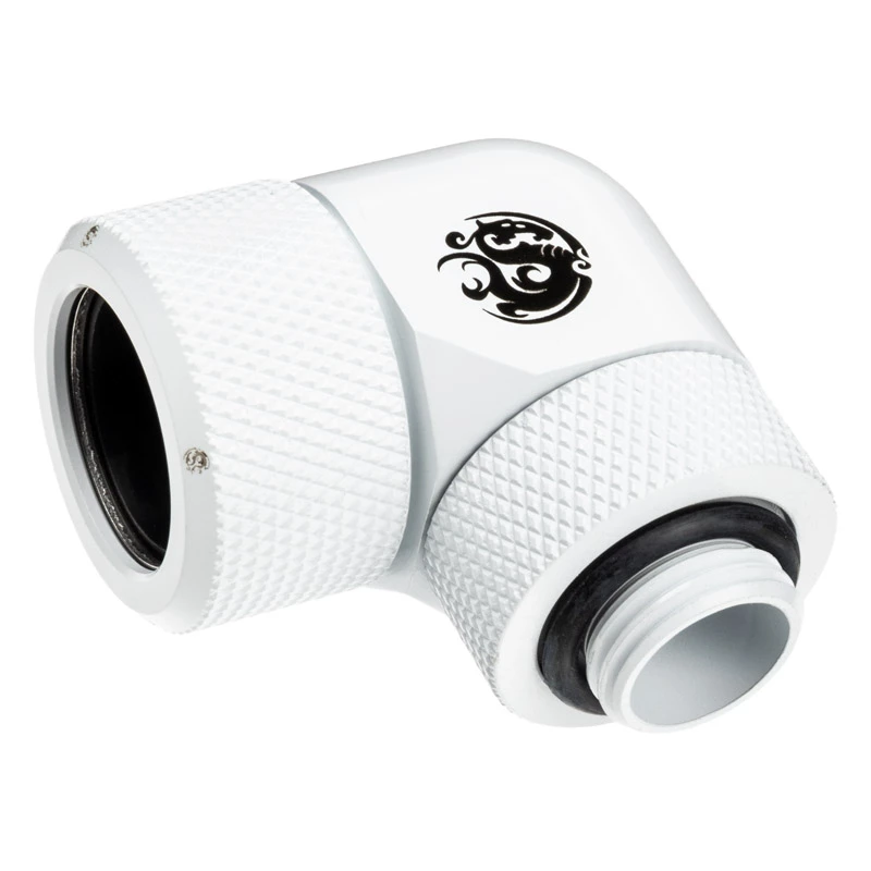 Bitspower BP-DWE90RMLA16 Advanced Multi-Link adaptérová spojka 90°, G1/4 vonkajší závit na tvrdú rúrku s vonkajším priemerom 16 mm, otočná, biela