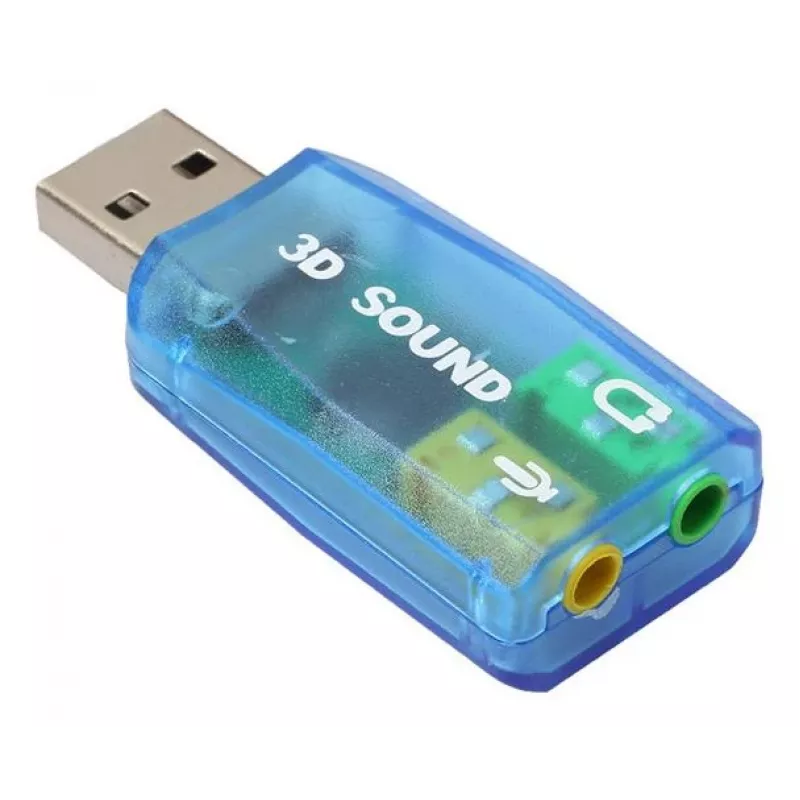 USB externá zvuková karta Gembird Virtus2 — USB rozhranie, 3,5 mm slúchadlá, modrá priehľadná
