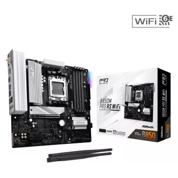 ASRock B850M Pro RS WiFi základná doska — AMD B850, socket AM5, microATX, DDR5, 4 DIMM, 256GB, Wi-Fi 6E, 2.5Gb LAN, 3x M.2
