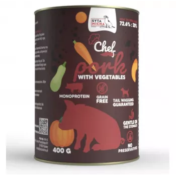 SYTA MICHA Chef bravčové s zeleninou – mokré krmivo pre psov – 400 g