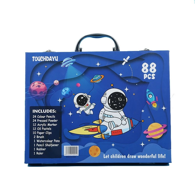 Výtvarná maliarska sada Extralink Blue Astronaut — 88 dielov (farby, štetce, príslušenstvo)
