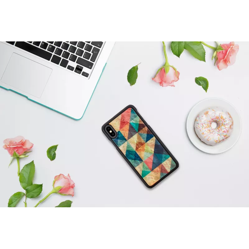 Puzdro na telefón iKins pre iPhone XS Max — mozaikový vzor, čierna