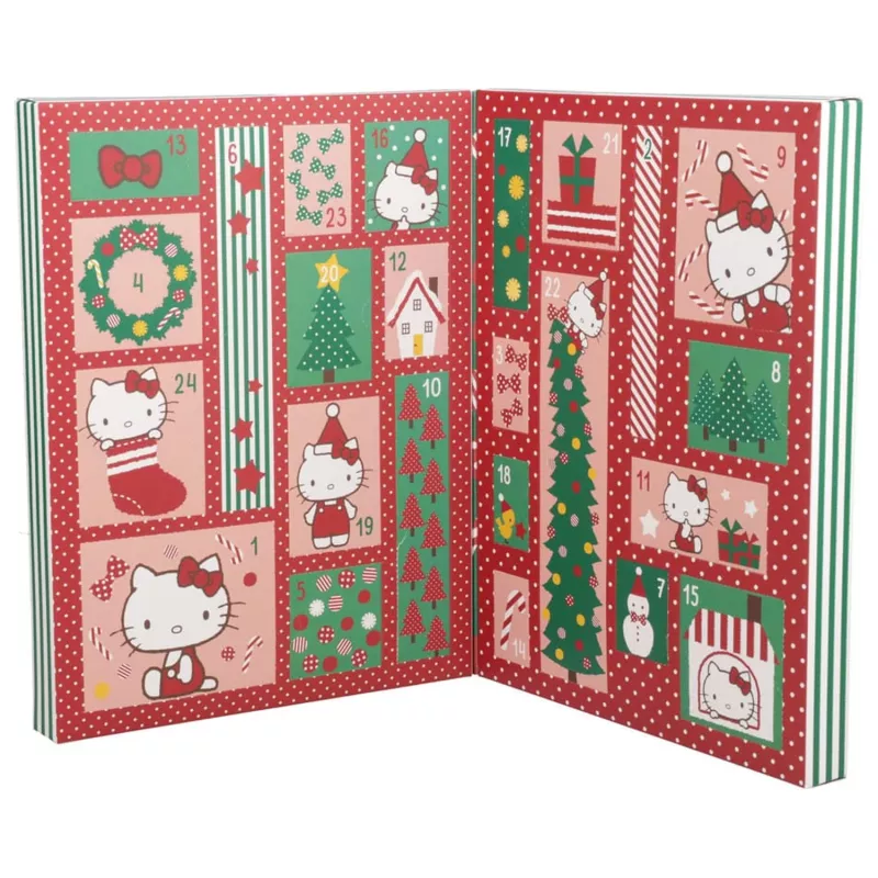 Adventný kalendár Paladone Hello Kitty papiernictvo 24-dňový set s každodennými darčekmi papiernictva
