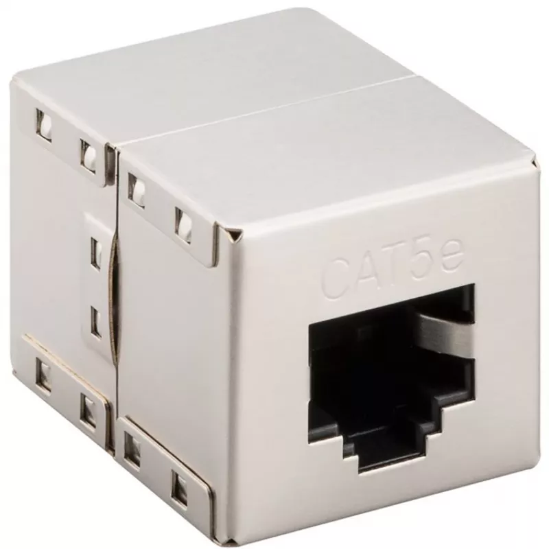 Wentronic Goobay CAT 5e RJ45 konektor samec/spojka – pre siete do 100 MHz, tienený (15027)