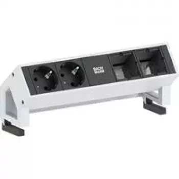 Zásuvka Bachmann 902211 — 2x Schuko (Type F) AC zásuvky, hliník a plast, čierna/biela