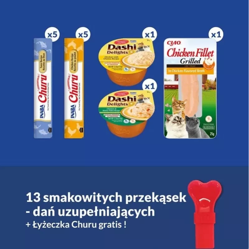 Darčeková krabica mačacích pochúťok INABA Churu — zmiešané krémové pochúťky pre mačky, multipack