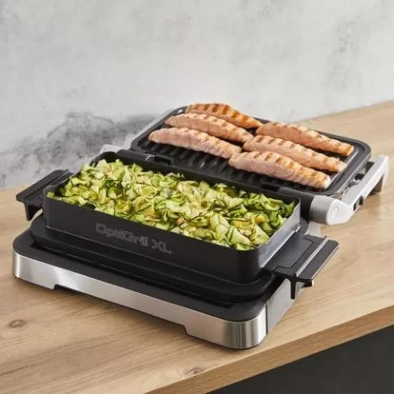 Elektrický kontaktný gril Tefal OptiGrill+ XL Nerez — veľká kapacita, automatické programy varenia