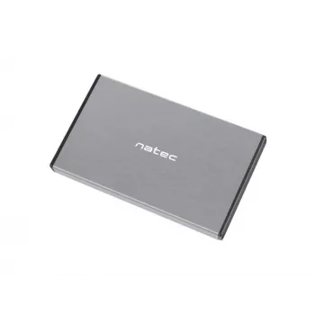 Externé HDD/SSD puzdro NATEC Rhino GO — 2,5 palca SATA, 9,5 mm, USB 3.0, hliník, sivé, až do 4 TB