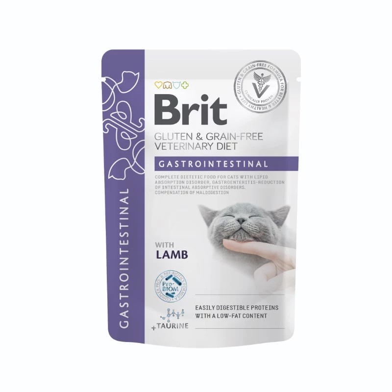 BRIT Veterinary Gastrointestinal Lamb - mokré krmivo pre mačky - 12x85g