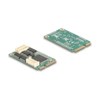 Interná RS-232 rozhranová karta DELOCK 95278 — Mini PCI Express host, 4× RS-232 výstupy, FIFO 256 B, 30×51×10 mm