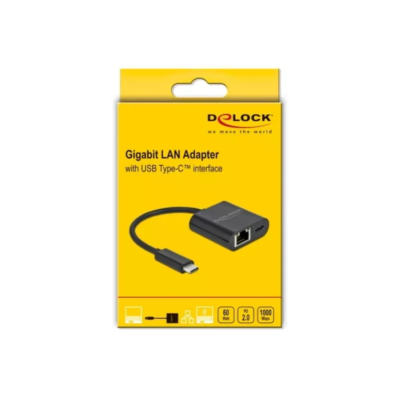 USB Type-C adaptér DeLOCK 66644 Gigabit LAN Power Delivery