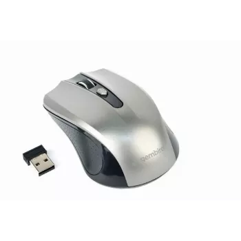 Bezdrôtová myš GEMBIRD MUSW-4B-04-BG — pravoruká, optická 1600 DPI, 4 tlačidlá, RF Wireless, čierna/sivá