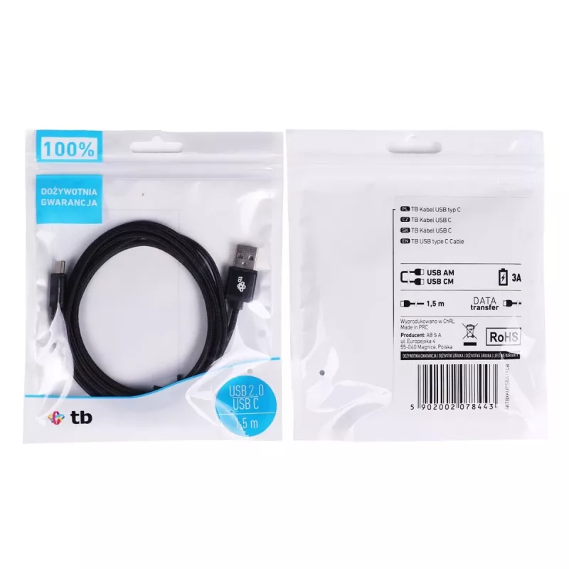 TB USB - USB C kábel 1,5 čierny (AKTBXKUCSBA150B)