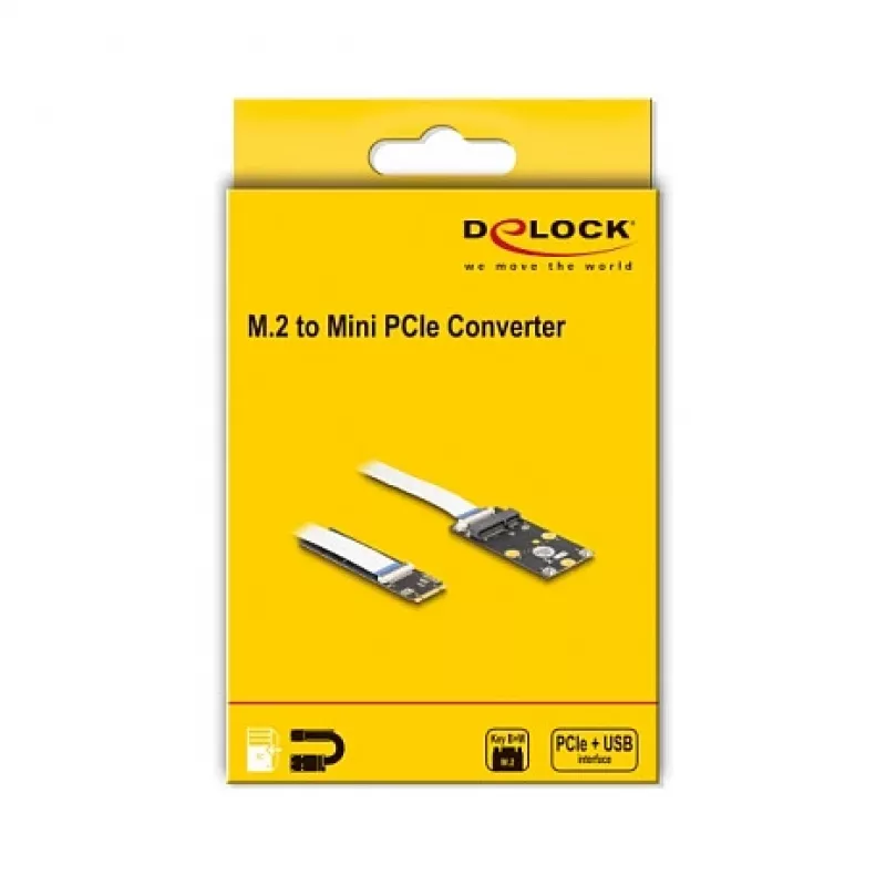 DeLOCK konvertor M.2 Key B+M konektor samec na Mini PCIe slot flexibilný kábel