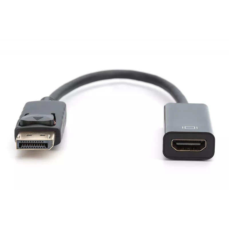 DIGITUS adaptér, DisplayPort konektor samec - HDMI A konektor samica DisplayPort Standard 1.1a, certifikát UL20276, AWG28 (DB-340400-001-S)