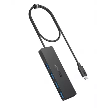 USB hub Anker Ultra tenký A8309G11 — USB Type-C host, 3× USB 3.2 Gen 1 Type-A, kompaktný 103×30×10 mm, čierny