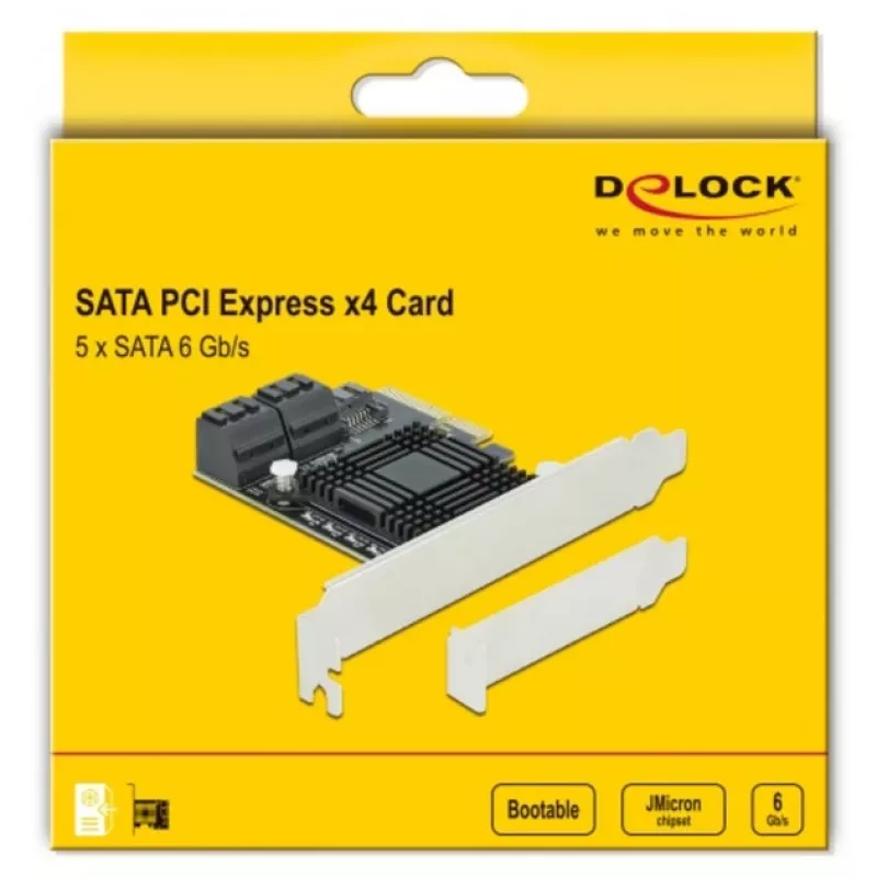 SATA PCI Express x4 karta DeLOCK 5 portov low profile formát