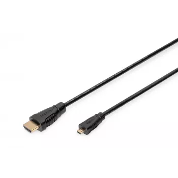 Digitus ASSMANN - HDMI kábel s Ethernet - 19 pin micro HDMI Type D samec na HDMI samec - 1 m - trojitá izolácia - čierny (AK-330115-010-S)