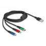 DeLOCK 90156 USB nabíjací kábel 3v1, Type-A na Lightning / Micro USB / USB Type-C, 2 m, viacfarebný