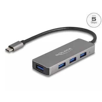 DeLOCK 63173 USB hub Type-C 5000 Mbit/s čierny