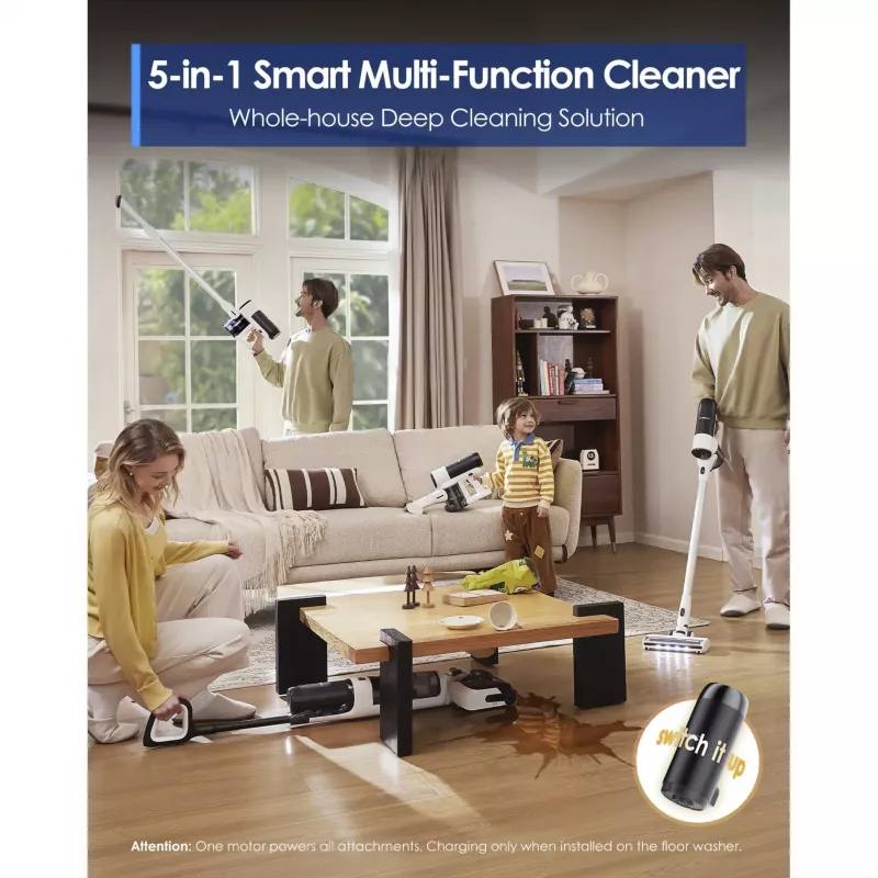 Čistič podláh Tineco Floor One Switch S6 Stretch Plus biely – bezdrôtový mokro-suchý čistič tvrdých podláh