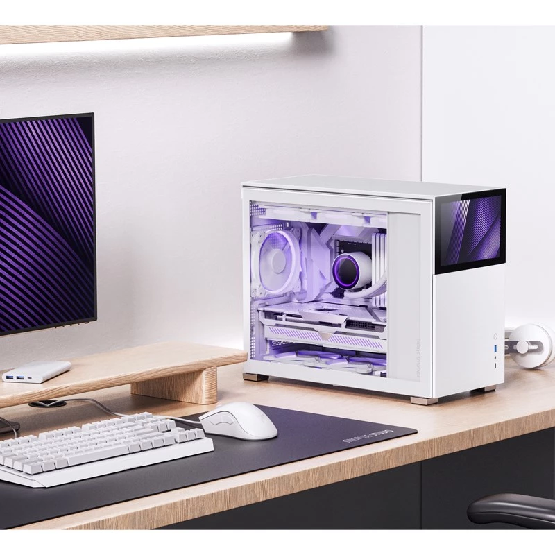 Jonsbo D31 Screen Micro-ATX počítačová skriňa, tvrdené sklo, biela