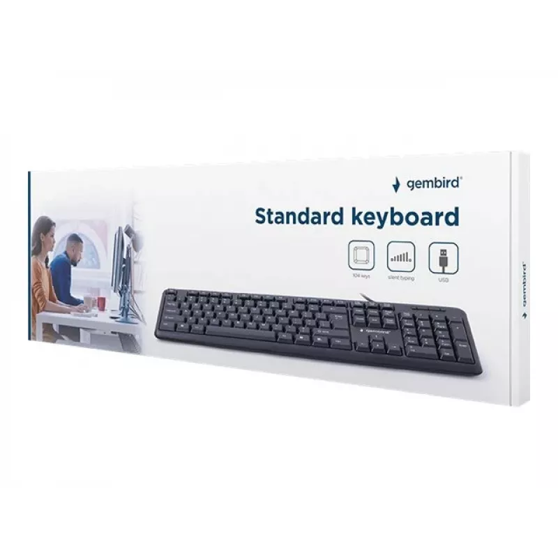 Klávesnica Gembird KB-U-103-RU kancelárska USB QWERTY anglická ruská čierna