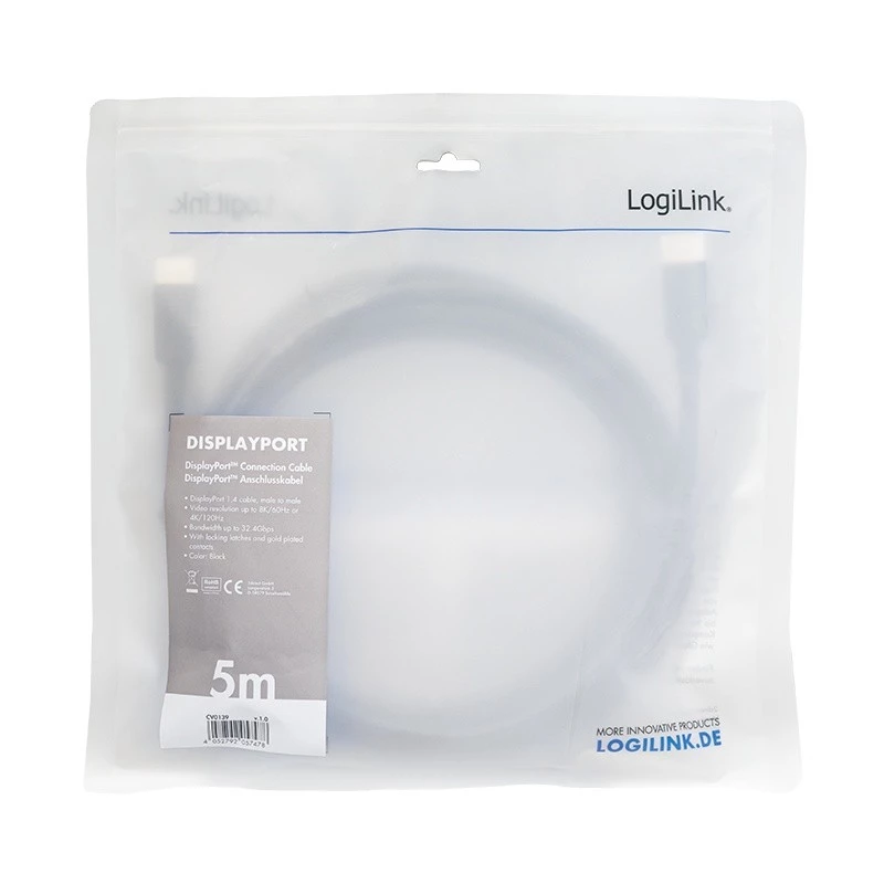 DisplayPort kábel LogiLink CV0139 5 m čierny