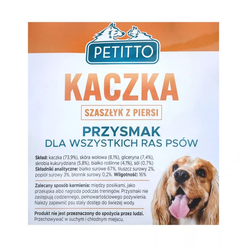 PETITTO Kebab z kačacích pŕs maškrta pre psov, 500 g