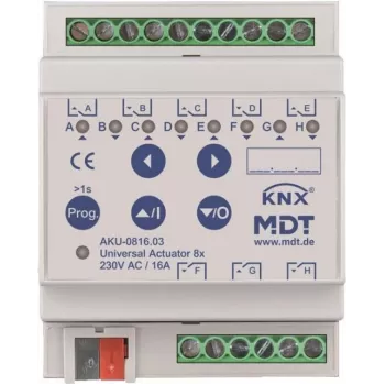 MDT AKU-0816.03 Univerzálny akčný člen, 8-násobný, 4TE REG, 16 A, 230 VAC, 100 µF, 15 EVG