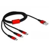 DeLOCK - kábel len na nabíjanie - Lightning / USB - USB (M) na Micro-USB Type-B, Lightning, USB-C (M) - 1,0 m - tienený - čierny (85892)