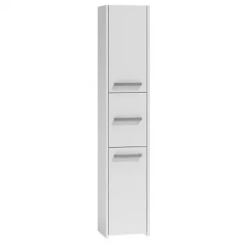Kúpeľňová stojaca skrinka top e shop S33 BIEL – voľne stojaca, biela, 6 políc, 300×300×1700 mm