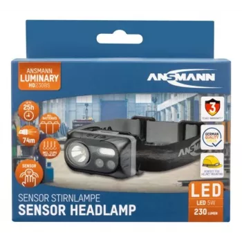 LED čelová lampa ANSMANN ANS 1600-0386 — na batérie, kompaktné osvetlenie pre voľné ruky