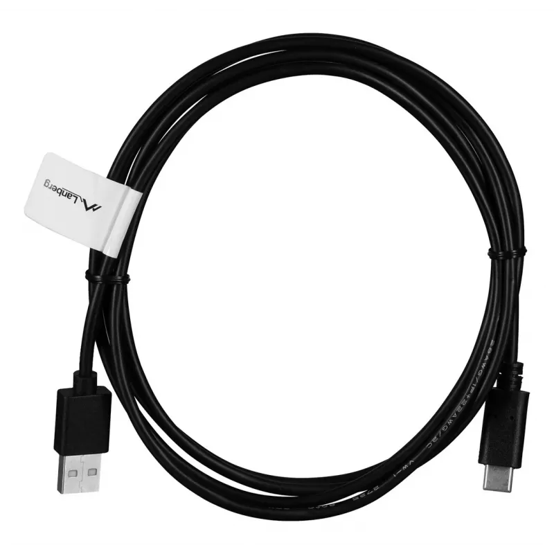 Kábel USB-A na USB-C LANBERG CA-USBO-20CU-0018-BK — USB 2.0, 1,8 m, čierny